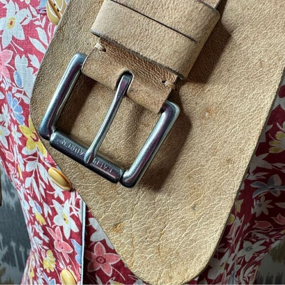 Ralph Lauren Italian Distressed Roughout Tan Suede Southwestern Utility Hip Belt - Picture 2 of 16